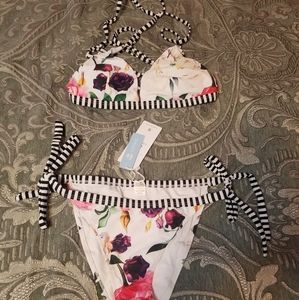 Cupshe Floral Tie Side Bikini NWT